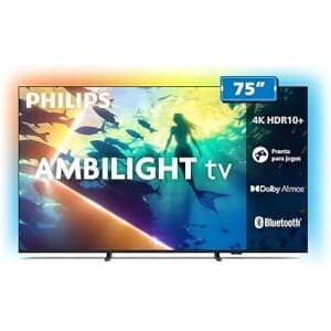 PHILIPS, Smart TV Ambilight 75" 4K, 75PUG8100/78, Comando de Voz, HDR10+/Dolby Atmos, VRR/ALLM, Bluetooth