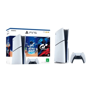 Console Sony PlayStation 5 Slim Disk 1TB com AstroBot + Gran Turismo 7 Branco