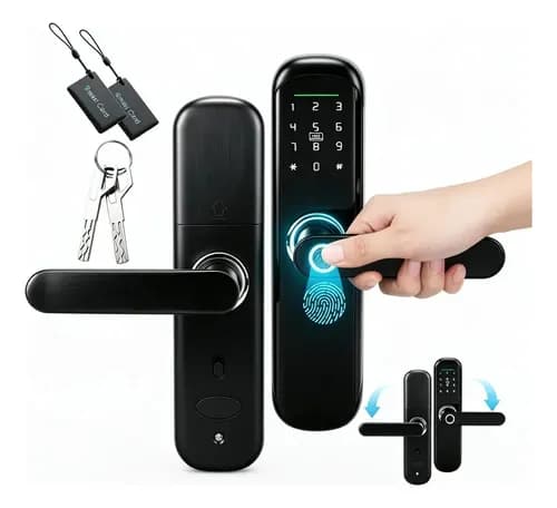 Fechadura Digital Biométrica com Senha e Cartão IC, para Casa ou Hotel - R$ 279