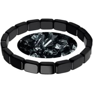 Pulseira de hematita natural preta para homens joias reclaemadas pedra de hematita pulseira de cura com borda confia